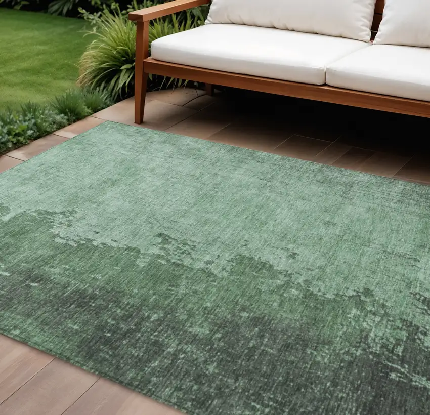 Pale Aqua And Sage Abstract Washable Indoor Outdoor Area Rug Photo 2