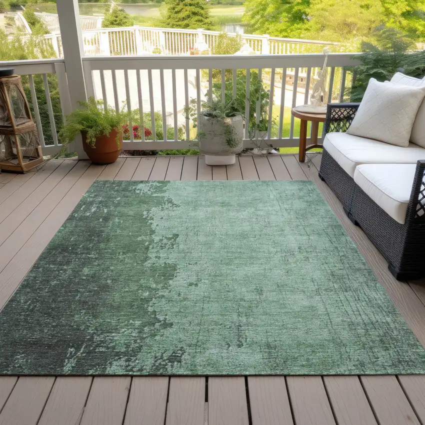 Pale Aqua And Sage Abstract Washable Indoor Outdoor Area Rug Photo 8