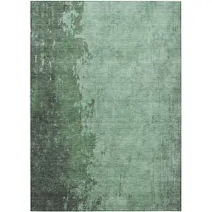 Photo of Pale Aqua And Sage Abstract Washable Indoor Outdoor Area Rug