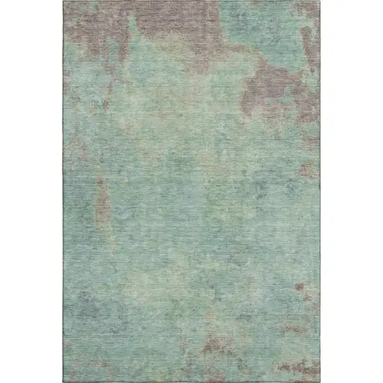 Pale Aqua And Taupe Abstract Washable Area Rug With UV Protection Photo 1