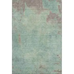 Photo of Pale Aqua And Taupe Abstract Washable Area Rug With UV Protection