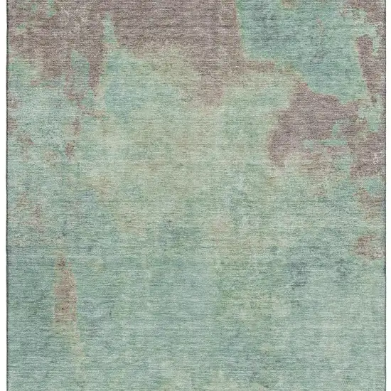 Pale Aqua And Taupe Abstract Washable Area Rug With UV Protection Photo 3