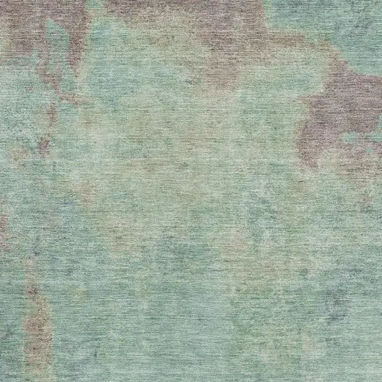 Pale Aqua And Taupe Abstract Washable Area Rug With UV Protection Photo 2