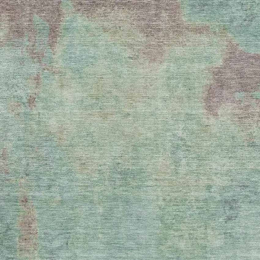 Pale Aqua And Taupe Abstract Washable Area Rug With UV Protection Photo 2