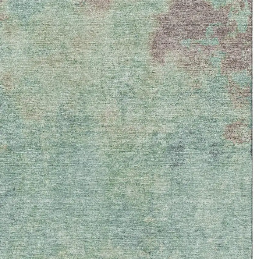 Pale Aqua And Taupe Abstract Washable Area Rug With UV Protection Photo 2