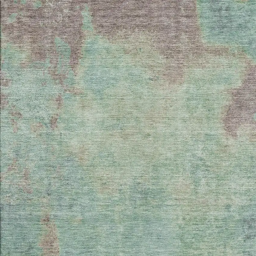Pale Aqua And Taupe Abstract Washable Area Rug With UV Protection Photo 2
