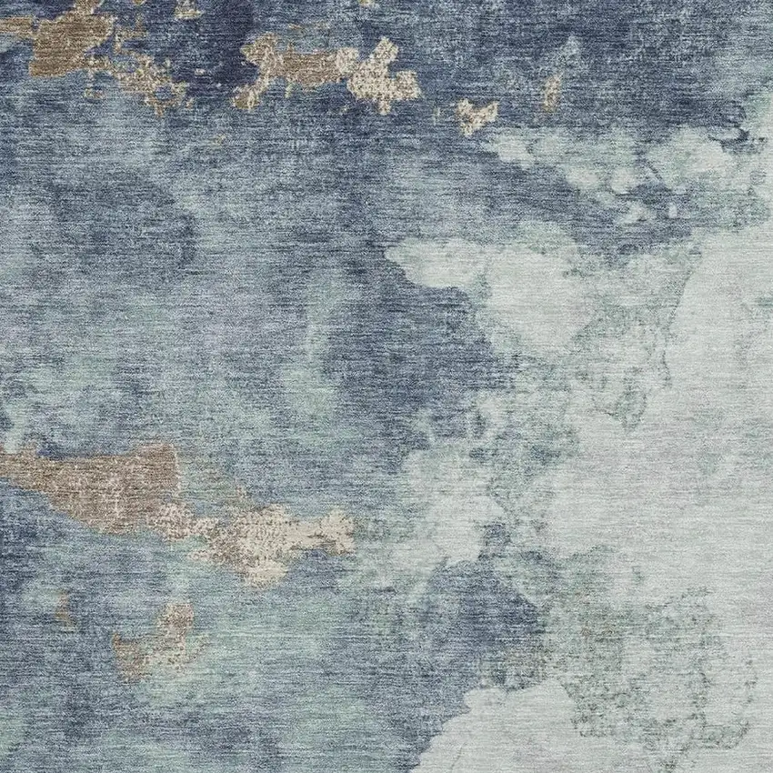 Pale Aqua And Taupe Abstract Washable Area Rug With UV Protection Photo 3