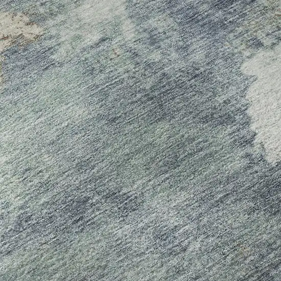 Pale Aqua And Taupe Abstract Washable Area Rug With UV Protection Photo 8