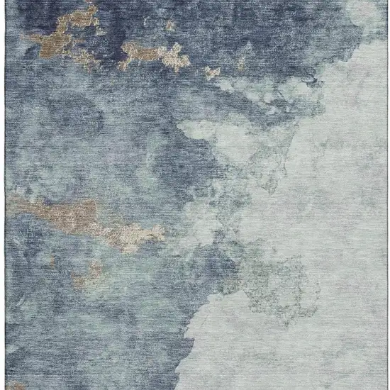 Pale Aqua And Taupe Abstract Washable Area Rug With UV Protection Photo 4