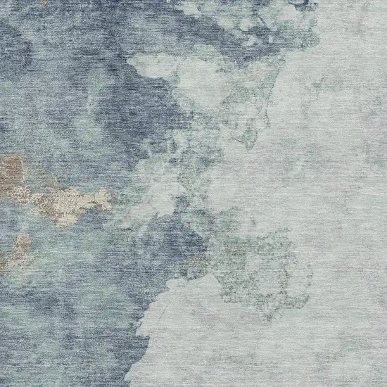 Pale Aqua And Taupe Abstract Washable Area Rug With UV Protection Photo 3