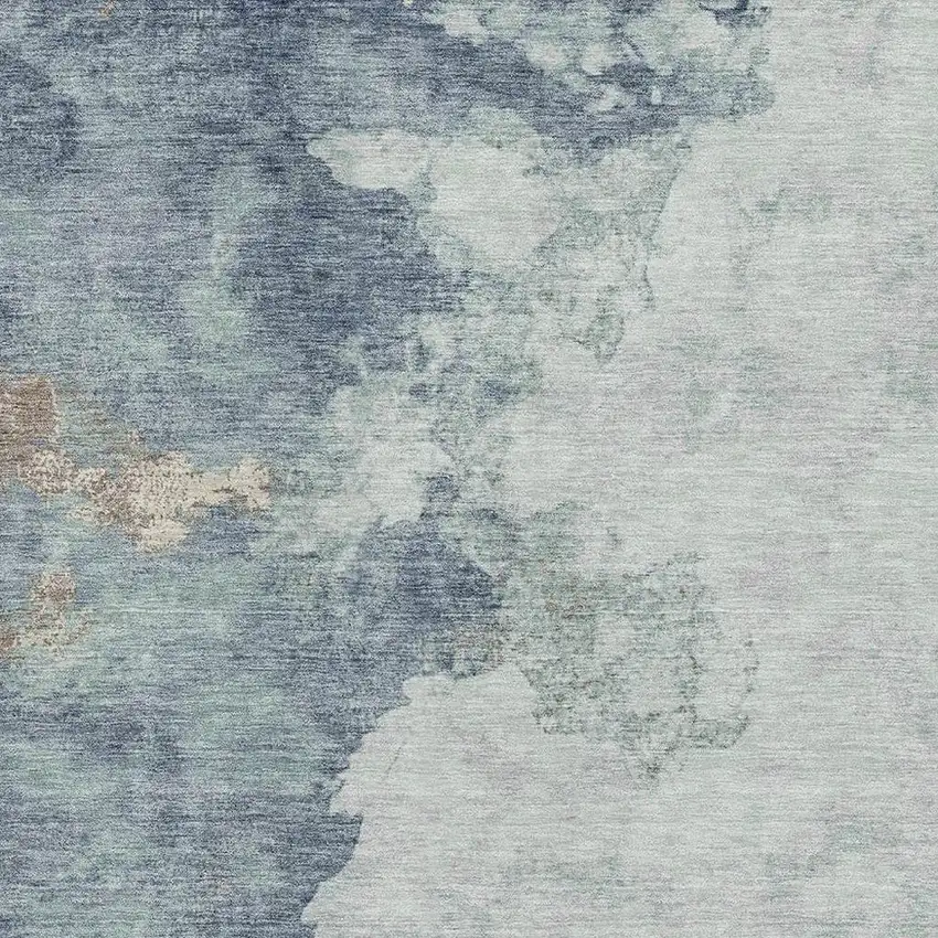 Pale Aqua And Taupe Abstract Washable Area Rug With UV Protection Photo 3