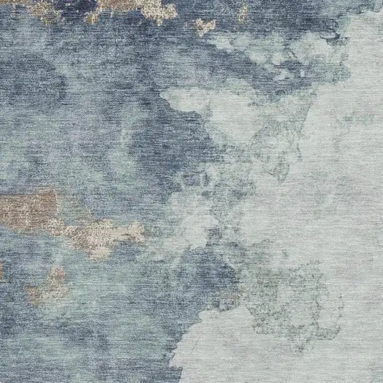 Pale Aqua And Taupe Abstract Washable Area Rug With UV Protection Photo 3