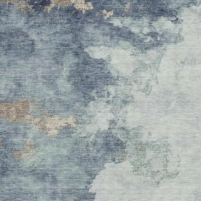 Pale Aqua And Taupe Abstract Washable Area Rug With UV Protection Photo 3