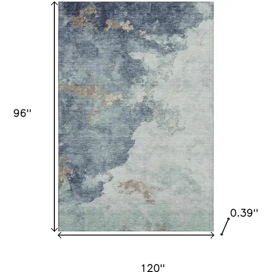 Pale Aqua And Taupe Abstract Washable Area Rug With UV Protection Photo 9