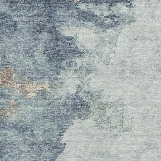 Pale Aqua And Taupe Abstract Washable Area Rug With UV Protection Photo 3