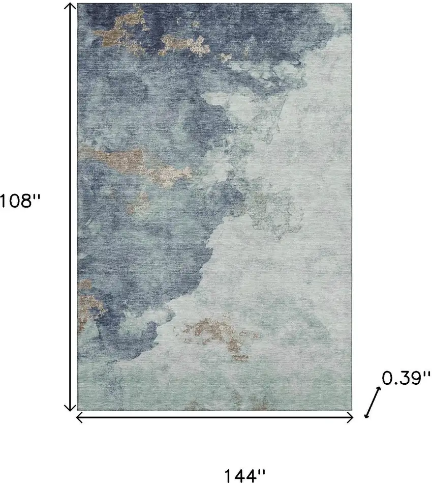 Pale Aqua And Taupe Abstract Washable Area Rug With UV Protection Photo 9