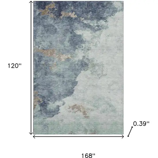 Pale Aqua And Taupe Abstract Washable Area Rug With UV Protection Photo 9