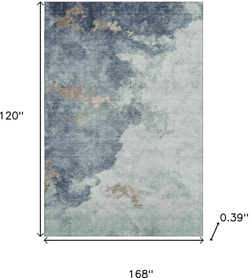 Pale Aqua And Taupe Abstract Washable Area Rug With UV Protection Photo 9