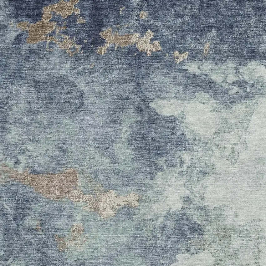 Pale Aqua And Taupe Abstract Washable Area Rug With UV Protection Photo 3