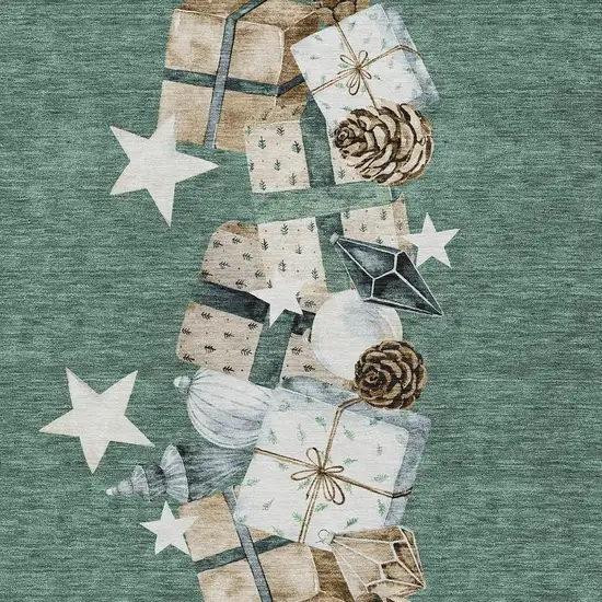 Pale Aqua Beige Ivory And Taupe Geometric Washable Indoor Outdoor Area Rug Photo 3