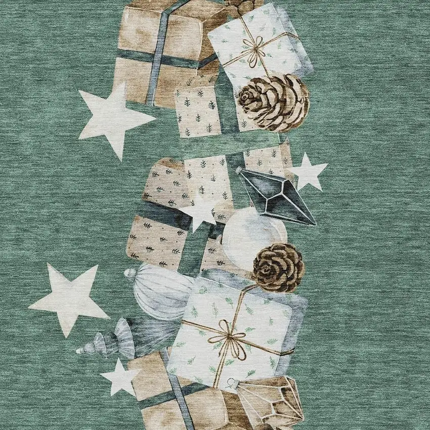 Pale Aqua Beige Ivory And Taupe Geometric Washable Indoor Outdoor Area Rug Photo 3