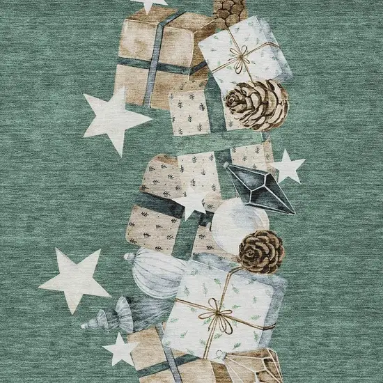 Pale Aqua Beige Ivory And Taupe Geometric Washable Indoor Outdoor Area Rug Photo 4