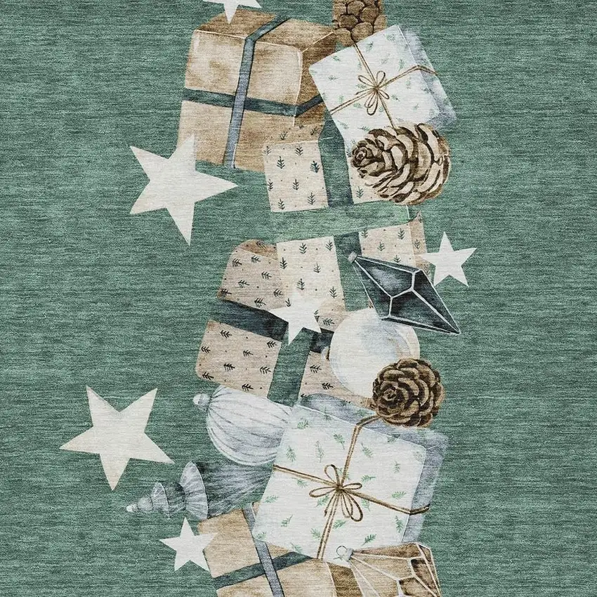 Pale Aqua Beige Ivory And Taupe Geometric Washable Indoor Outdoor Area Rug Photo 4