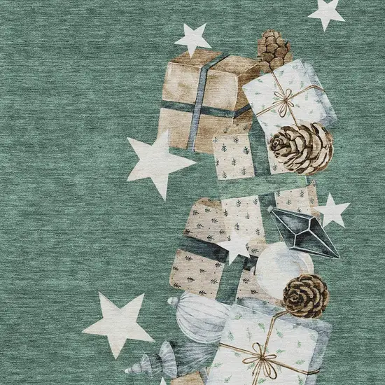 Pale Aqua Beige Ivory And Taupe Geometric Washable Indoor Outdoor Area Rug Photo 9