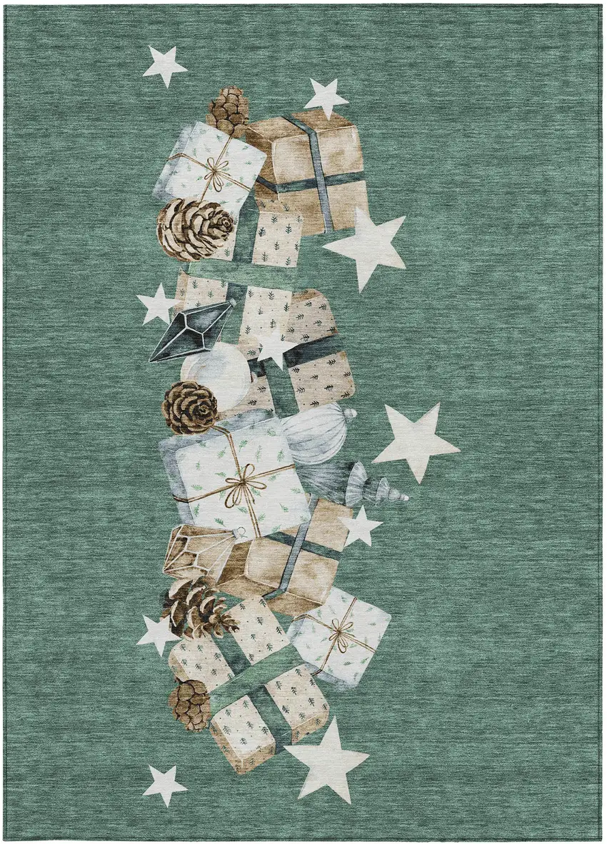 Pale Aqua Beige Ivory And Taupe Geometric Washable Indoor Outdoor Area Rug Photo 3