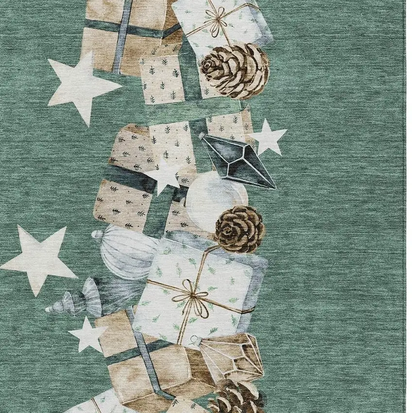 Pale Aqua Beige Ivory And Taupe Geometric Washable Indoor Outdoor Area Rug Photo 4