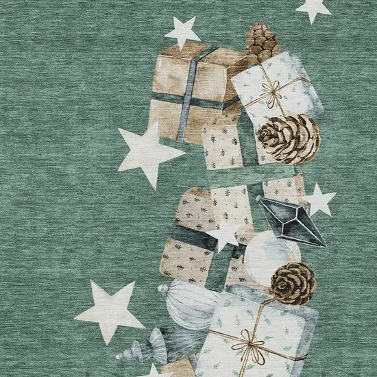 Pale Aqua Beige Ivory And Taupe Geometric Washable Indoor Outdoor Area Rug Photo 9