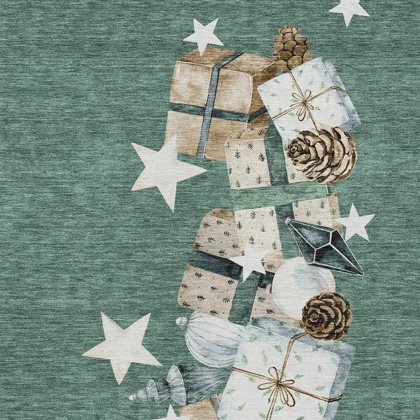 Pale Aqua Beige Ivory And Taupe Geometric Washable Indoor Outdoor Area Rug Photo 9