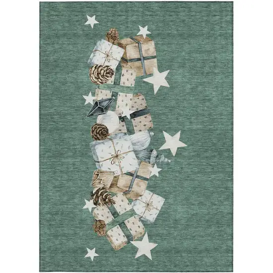 Pale Aqua Beige Ivory And Taupe Geometric Washable Indoor Outdoor Area Rug Photo 3
