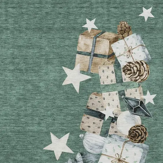 Pale Aqua Beige Ivory And Taupe Geometric Washable Indoor Outdoor Area Rug Photo 3