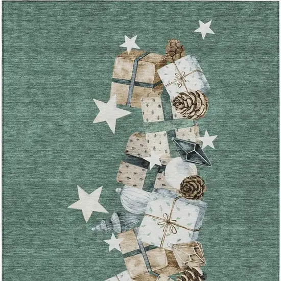 Pale Aqua Beige Ivory And Taupe Presents Washable Indoor Outdoor Area Rug Photo 4