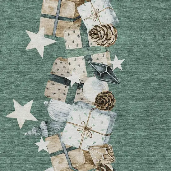 Pale Aqua Beige Ivory And Taupe Presents Washable Indoor Outdoor Area Rug Photo 8