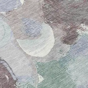 Photo of Pale Aqua Brown And Ivory Abstract Washable Indoor Outdoor Area Rug