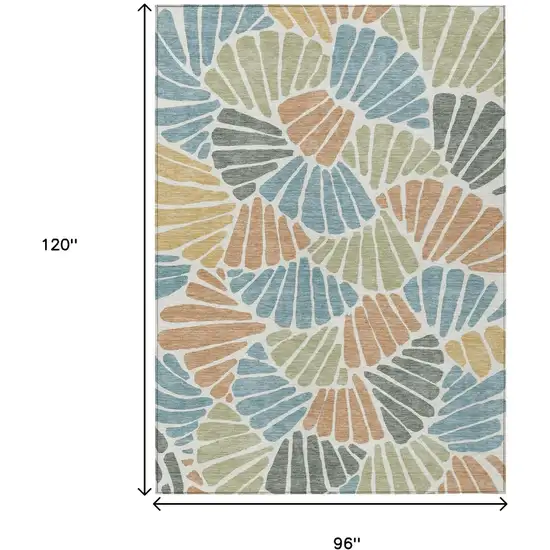 Pale Aqua Copper And Gold Floral Washable Indoor Outdoor Area Rug Photo 7