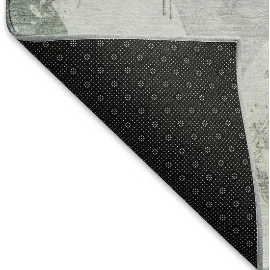 Pale Aqua Gray And Ivory Abstract Geometric Washable Area Rug With UV Protection Photo 6