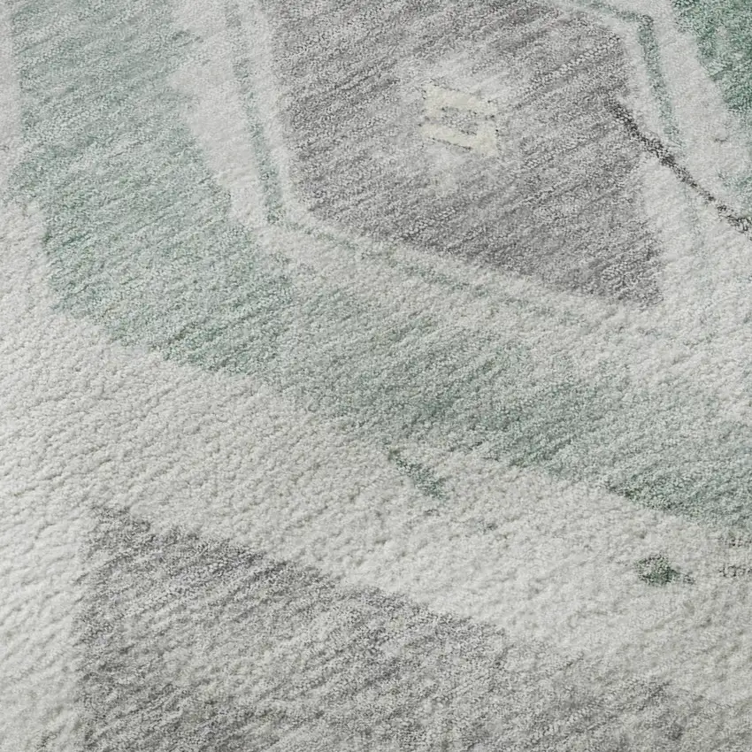 Pale Aqua Gray And Ivory Abstract Geometric Washable Area Rug With UV Protection Photo 8