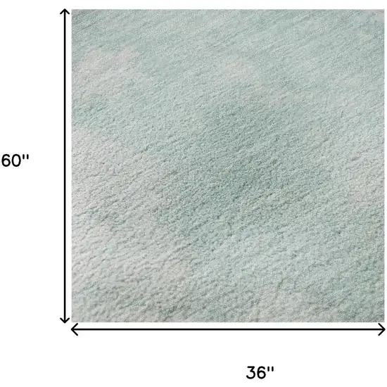 Pale Aqua Gray And Ivory Abstract Washable Area Rug With UV Protection Photo 8