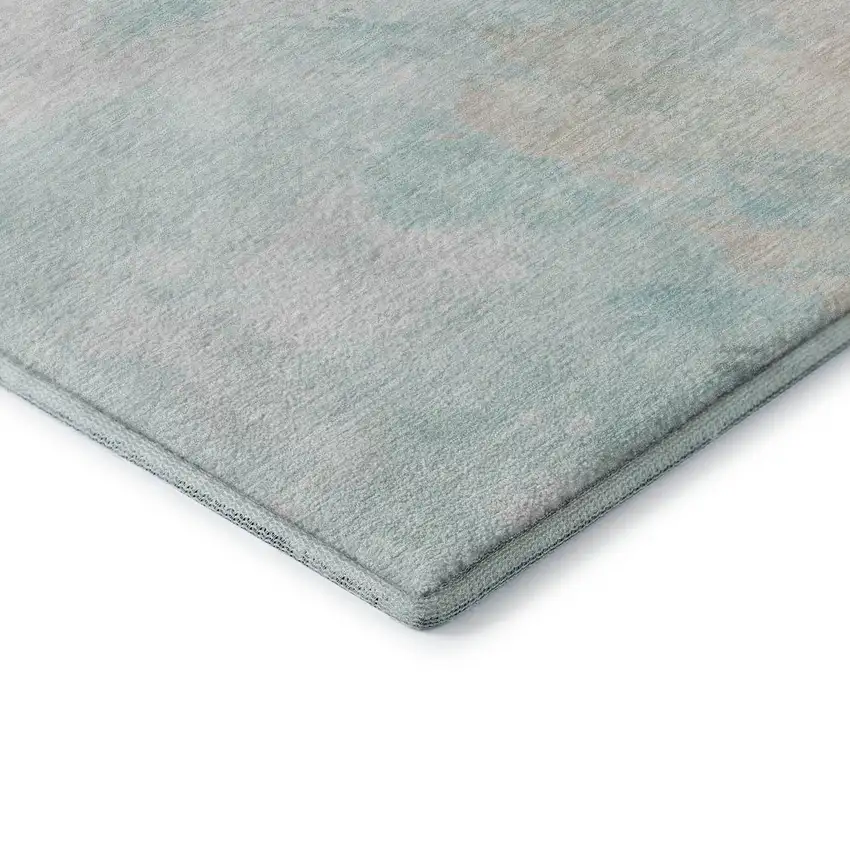 Pale Aqua Gray And Ivory Abstract Washable Area Rug With UV Protection Photo 6