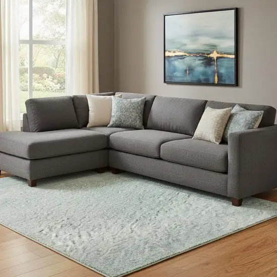 Pale Aqua Gray And Ivory Abstract Washable Area Rug With UV Protection Photo 2