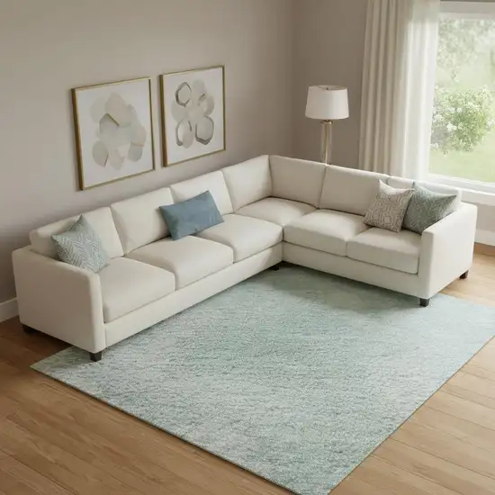 Pale Aqua Gray And Ivory Abstract Washable Area Rug With UV Protection Photo 2