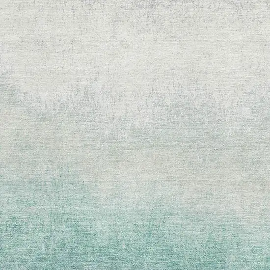Pale Aqua Gray And Ivory Ombre Washable Area Rug With UV Protection Photo 3