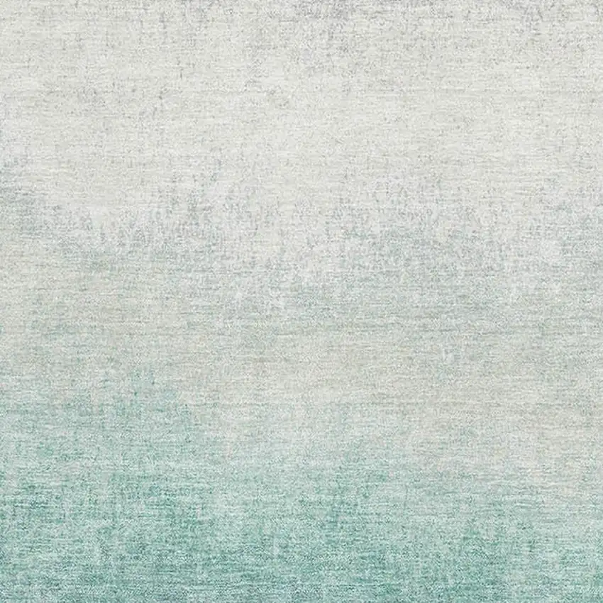 Pale Aqua Gray And Ivory Ombre Washable Area Rug With UV Protection Photo 3