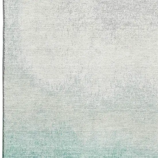 Pale Aqua Gray And Ivory Ombre Washable Area Rug With UV Protection Photo 3