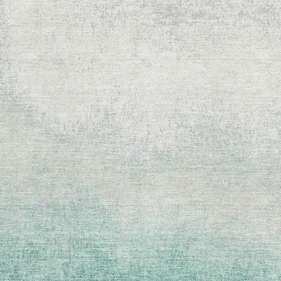 Pale Aqua Gray And Ivory Ombre Washable Area Rug With UV Protection Photo 3