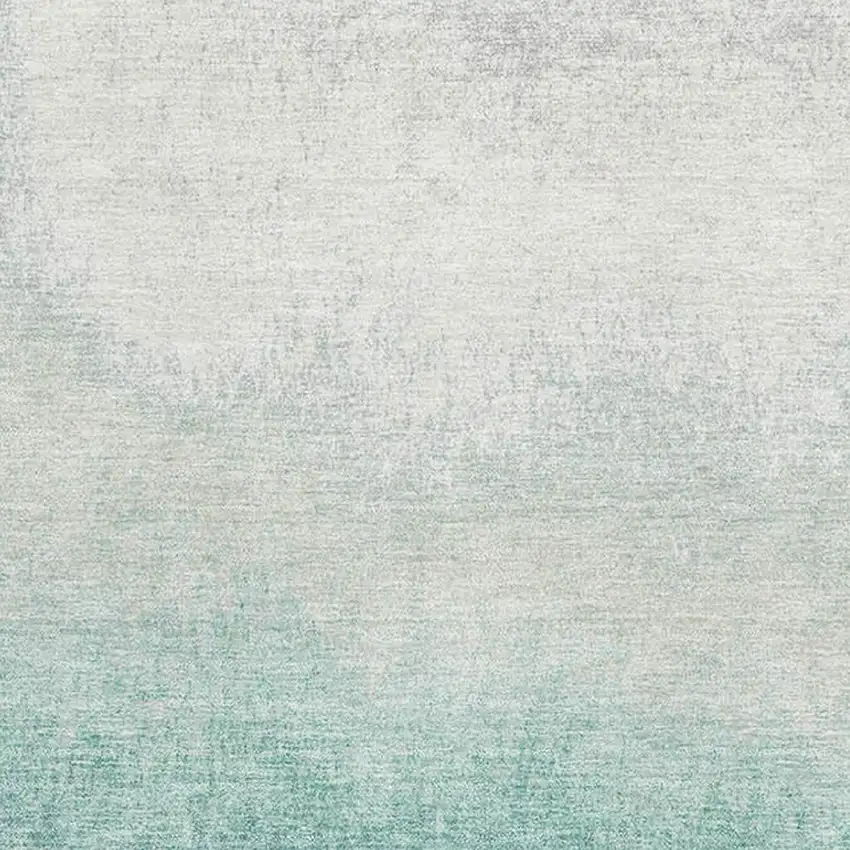 Pale Aqua Gray And Ivory Ombre Washable Area Rug With UV Protection Photo 3