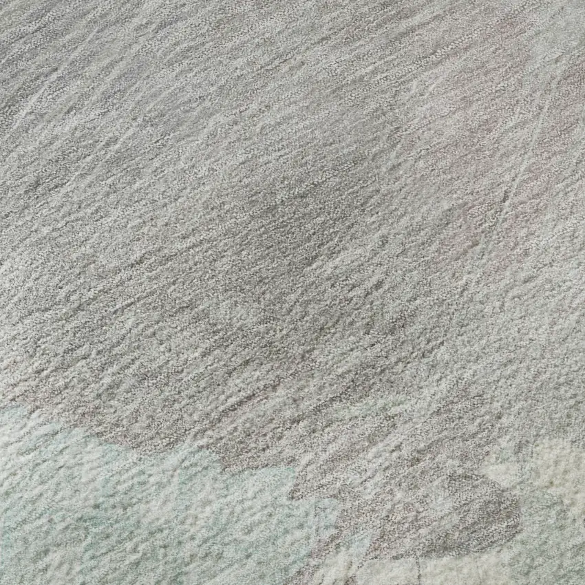 Pale Aqua Gray And Silver Abstract Washable Area Rug With UV Protection Photo 1